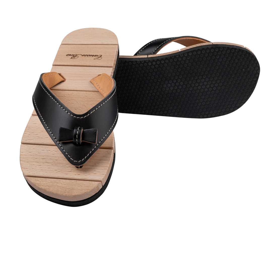 LA tong Naturellement Chic - Noire satin